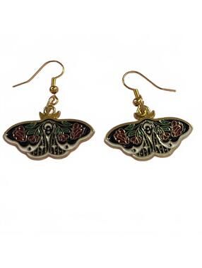 Elegant Gold and Black Moth Earrings